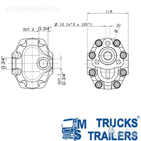 Зъбна помпа OMFB UNI NPH 34 10501100353 / 10501100344, снимка 3 - Части - 51060019