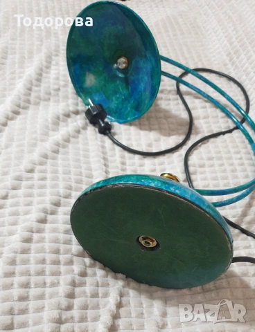 Настолна нощна лампа с тюркоазено - зелен цвят, снимка 5 - Антикварни и старинни предмети - 53209819