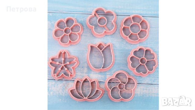 Пластмасови резци – релефни – цветя – 8 бр., снимка 3 - Форми - 44493034