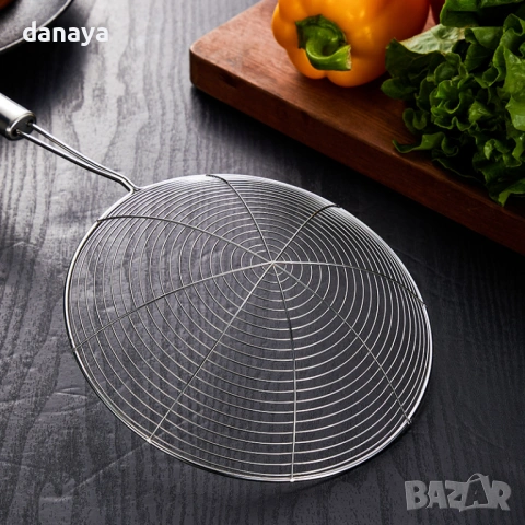 6385 Голяма кухненска цедка за пържене, варене и отцеждане, 41×19 см, снимка 3 - Прибори за хранене, готвене и сервиране - 53372991