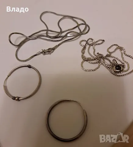 Дамски сребърни верижки/ колиета и две сребърни обеци, снимка 4 - Колиета, медальони, синджири - 48285887