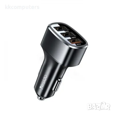 12V Зарядно за автомобил Yesido Y46 / 3xUSB QC 3.0 , 42W / Черен / Баркод : 456389, снимка 3 - Оригинални зарядни - 48491919
