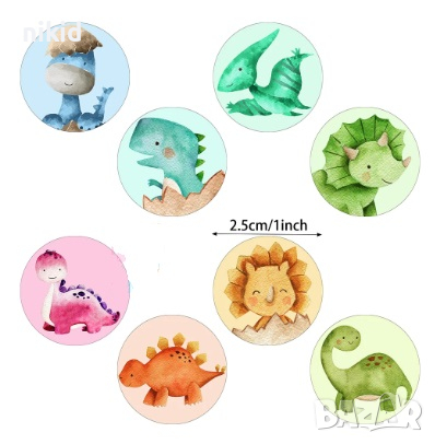100 бр Динозавър Динозаври пъстри микс малки самозалепващи лепенки стикери за ръчна изработка, снимка 2 - Други - 44751593