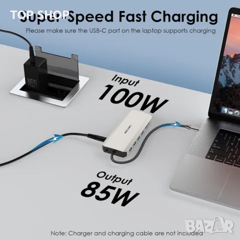 USB C докинг станция за три монитора 2 HDMI+DisplayPort, WAVLINK 100 W, снимка 6 - Кабели и адаптери - 49457593