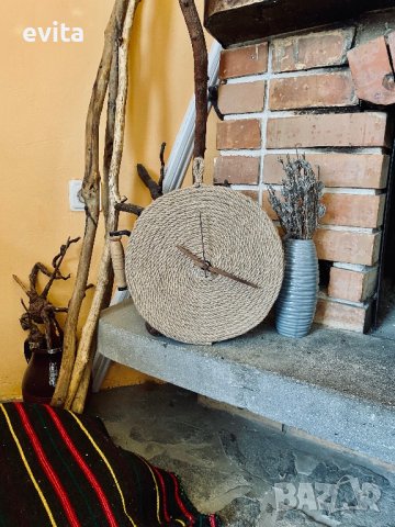 Арт стенен часовник Casa Decorator – дърво & въже, ръчна изработка, снимка 4 - Стенни часовници - 39958519