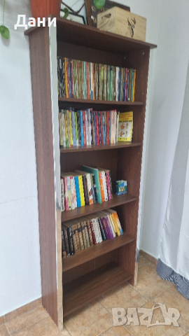 Библиотечен шкаф с пет рафта и огледални ръбове