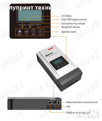 100А MPPT соларни контролери MUST 12/24/36/48V, снимка 2 - Друга електроника - 41934834