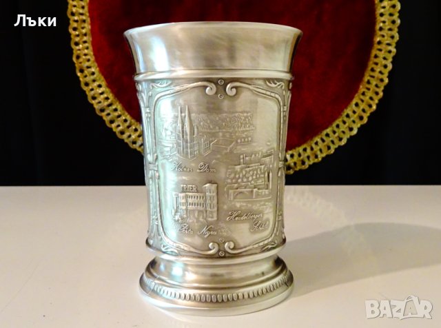 Чаша,халба от калай,архитектура,220 мл., снимка 3 - Антикварни и старинни предмети - 41790363