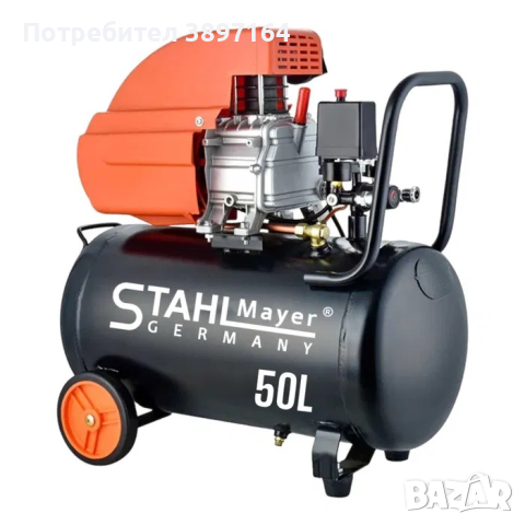Немски Електрически компресор STAHLMAYER , 50 л, 1.5 kW, снимка 2 - Компресори - 44729768
