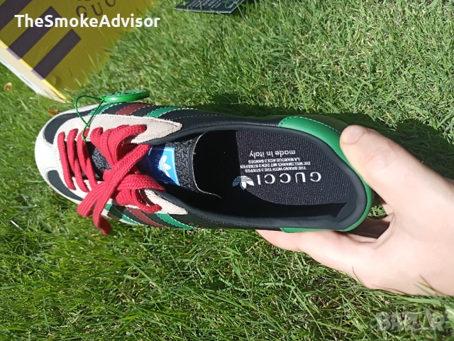 Обувки Adidas x Gucci Gazelle Black Green Red, снимка 5 - Маратонки - 51963401