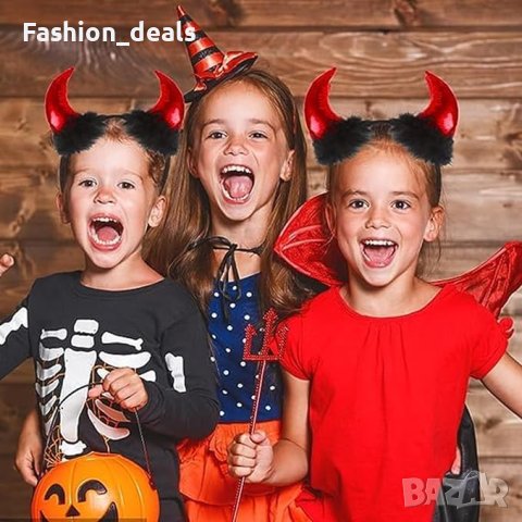 Нови Червени Рога на Дявола Хелоуин Аксесоар с Черен Плюш, снимка 4 - Други - 42713320