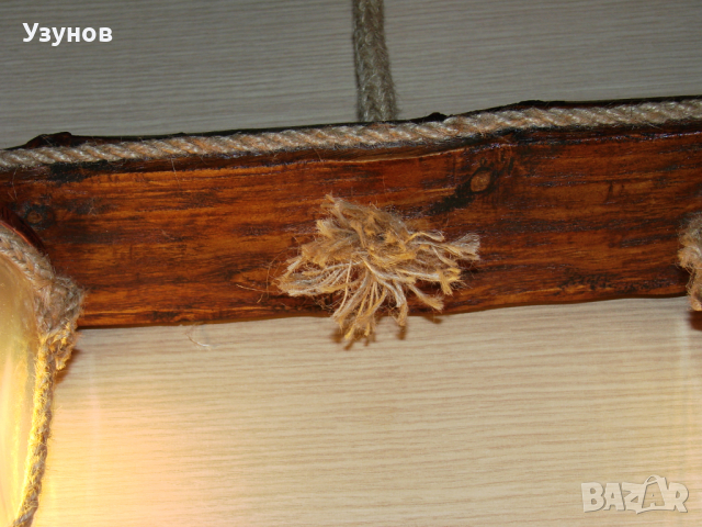 Дървен полилей за дома, тераса, механа, барбекю, битова стая, битов кът, снимка 10 - Полилеи - 36217634