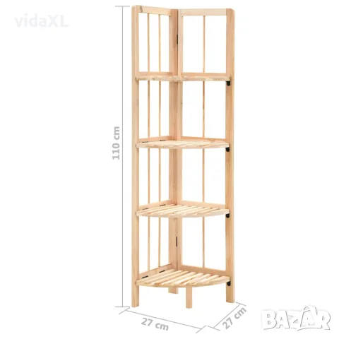 vidaXL Ъглов рафт, кедрово дърво, 27x27x110 см, снимка 5 - Етажерки - 56146406