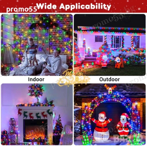 Коледна Светлинна Верига 50м с 250 Диода в Три Цвята Коледна Декорация, снимка 16 - Декорация за дома - 52324240