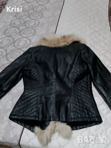 Дамско кожено яке с косъм, снимка 2 - Якета - 52531570