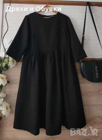 Черна официална елегантна разкроена рокля с джобове , снимка 7 - Рокли - 51788715