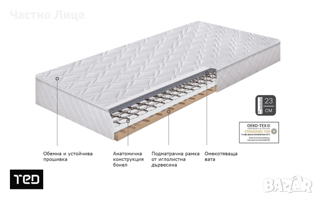 Легло с матрак и повдигащ механизъм (82/190см), снимка 4 - Спални и легла - 53854466