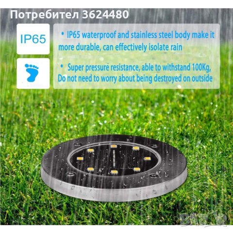 Градински Соларни лампи за градина, плоски - код 3252, снимка 2 - Соларни лампи - 34505438