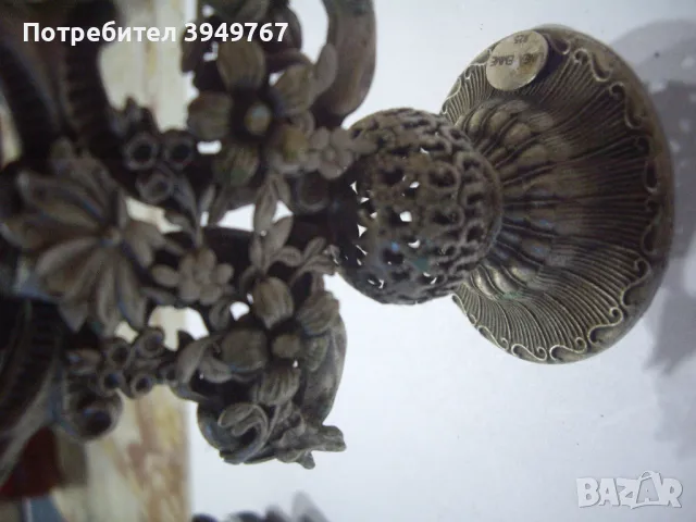 Ръчно изработен малък сребърен свещник., снимка 3 - Антикварни и старинни предмети - 48262581