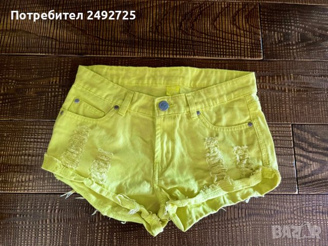 Къси дънки, жълто, неоново, снимка 1 - Къси панталони и бермуди - 40289816