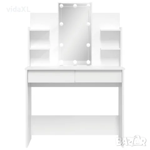 vidaXL Тоалетка с LED лампи, бяла, 96x40x142 см, снимка 3 - Тоалетки - 56148099