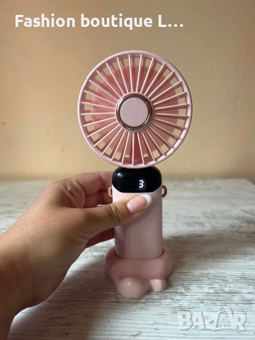 Розов вентилатор със стойка и различни степени зарежда се с USB type C и работи отлично 🩷, снимка 5 - Друга електроника - 52443040