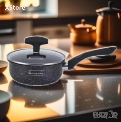 Касерола с капак Goldmann GM 1303-16, 16 см., Алуминий, Мрам. покр., Черен, снимка 5 - Съдове за готвене - 52506979