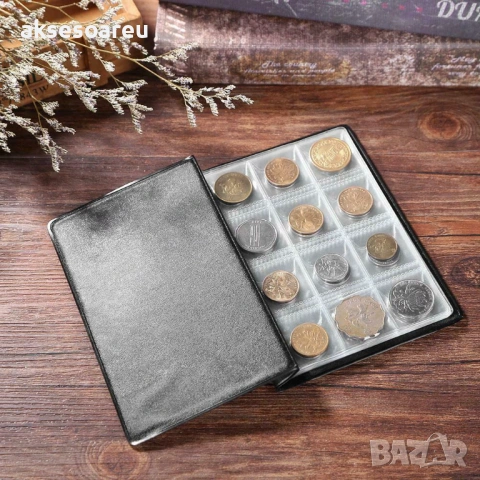 Кожен черен албум книга за монети 10 страници 120 джоба за жетони Възпоменателни монети медальони , снимка 18 - Нумизматика и бонистика - 53770066