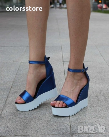 Сандали на платформа - синя кожа с бяло ходило - K200

, снимка 3 - Сандали - 36383962