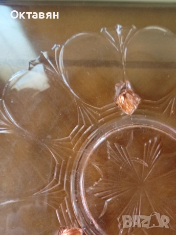 Стъклено плато за торта, снимка 3 - Сервизи - 53481231
