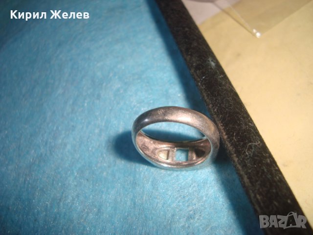 СТАР СРЕБЪРЕН ПРЪСТЕН АНГЛИЯ ОКСИДИРАНО СРЕБРО 925 с ШЛИФОВАН ЛУНЕН КАМЪК БИЖУ - РЪЧНА РАБОТА 25675, снимка 9 - Антикварни и старинни предмети - 35748013