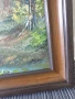 69х49см/голяма картина масло върху платно/джунгла/наколни къщи-дървета-река/дървена рамка, снимка 6