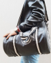 Мъжки кожен сак за пътуване или фитнес в модерен кръгъл дизайн 45/28см, снимка 1