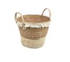 Плетена кошница, бежова, с плитка и дръжки, 23х20см