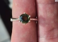 СРЕБЪРЕН ПРЪСТЕН С ФАСЕТИРАН МОЛДАВИТ (ЧЕХИЯ), снимка 7