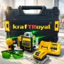 Лазерен нивелир Kraft Royal, Самонивелиращ, 4D, Дистнационно, Жълт, 5VDC, 5Ah, снимка 1