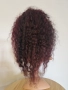 Естествена афро перука къдрава черна с тъмно червени бородо кичури с дантела 13х4, снимка 10