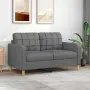 vidaXL 2-местен диван, тъмносив, 140 см, плат, снимка 2
