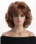 Къса дамска къдрава кафява синтетична перука с бретон, снимка 1