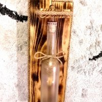 Ръчно изработена лампа за механа или барбекю от дърво, въже и стъклена бутилка., снимка 4 - Лампи за стена - 40978564