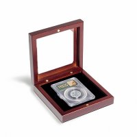  луксозна кутия за 1 бр. сертифицирана монета с прозрачен капак, снимка 1 - Нумизматика и бонистика - 34151420