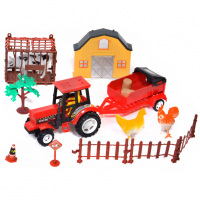 Трактор с ремарке, къща и животни, 37х29х8 см, многоцветен, снимка 1 - Играчки за стая - 36444441