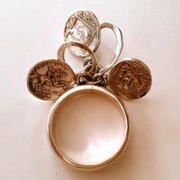 уникален сребърен комплект пръстен и обеци с реплики на монети, снимка 3 - Бижутерийни комплекти - 39708789