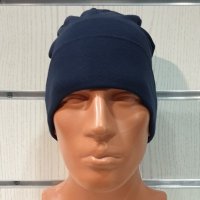 Нова зимна шапка с подгъв в цвят индиго, снимка 6 - Шапки - 39325511