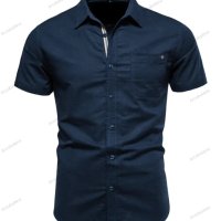 Мъжка едноцветна вталена ежедневна риза с къси ръкави, 6цвята - 023, снимка 7 - Ризи - 40848652