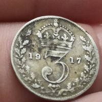 3 лесна 1917 г сребро Великобритания , снимка 1 - Нумизматика и бонистика - 41548897
