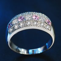 Сребърен пръстен с цирконии и кристали, снимка 1 - Пръстени - 34254097