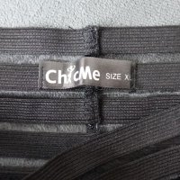 ChIcMe L/XL страхотен тънък черен клин с широк колан с прозиращи елементи, снимка 5 - Клинове - 41534524
