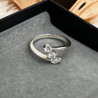 Сребърен пръстен с три камъка, снимка 1 - Пръстени - 44278350
