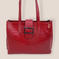 Дамска голяма чанта от естествена кожа тъмночервено, снимка 1 - Чанти - 34676174